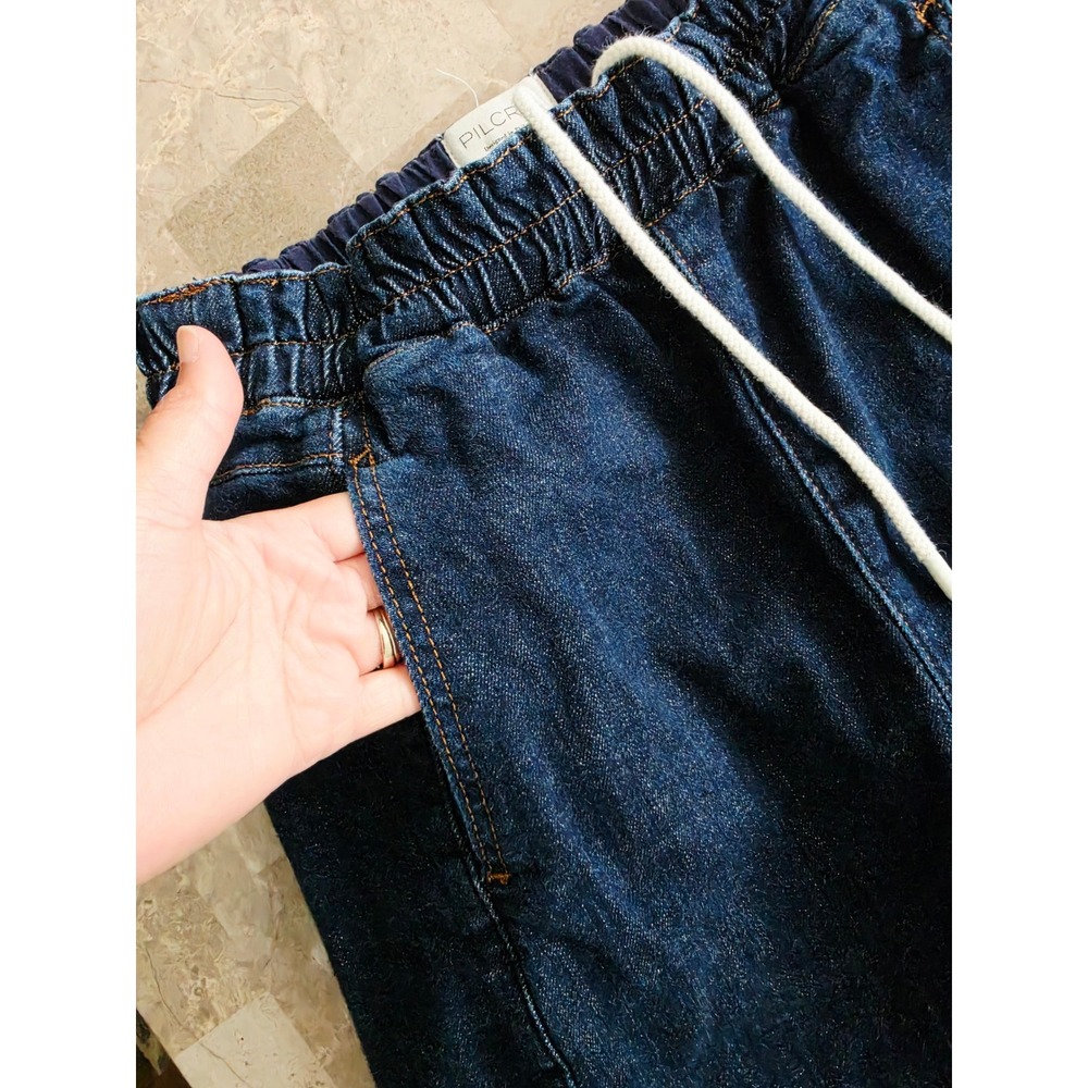Pilcro Anthropologie Wide Leg Drawstring Utility Denim Jeans Dark Wash Small - Picture 4 of 12